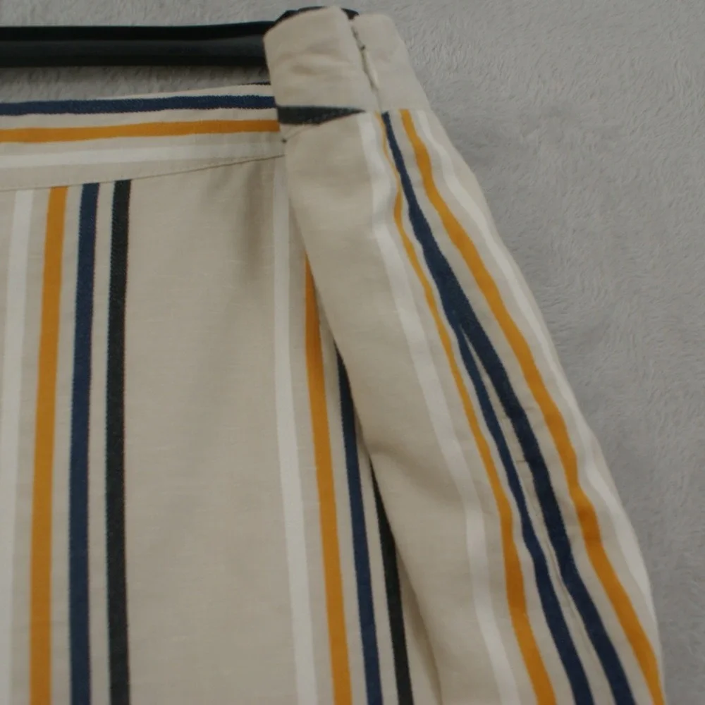 Who What Wear Womens 24W Striped A-Line Skirt Cotton Linen Blend CreamNavyYellow